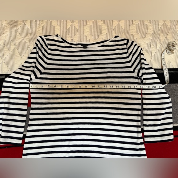 J.Crew Navy/White Striped Tee with bracelet length sleeves - Picture 9 of 11
